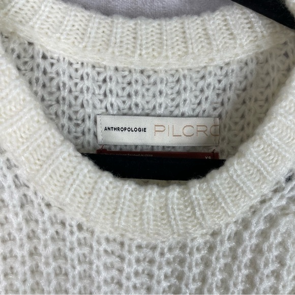 Pilcro x Anthropologie Devenne Pointelle Pullover Ivory Sweater Women's Size XS - Picture 8 of 9
